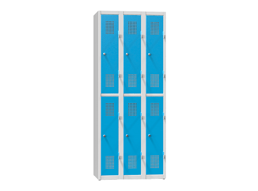 Six-door locker, halving, without shelves XS76-18P